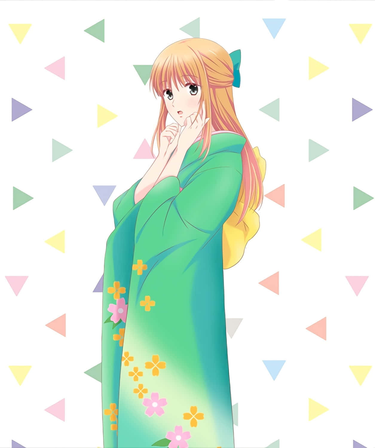 Anime Characterin Green Kimono Wallpaper