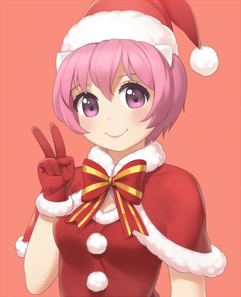 Anime Characterin Santa Costume Wallpaper