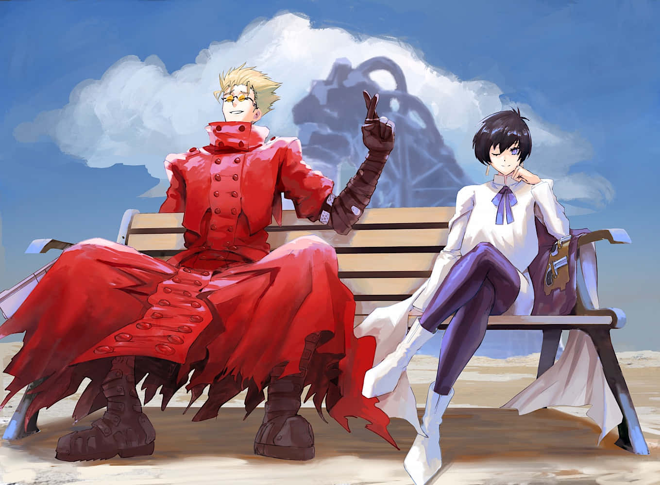 Anime Characters Beachside Rest Wallpaper