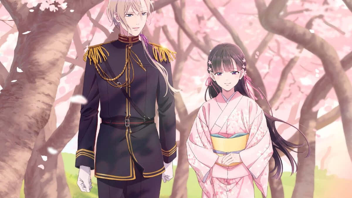 Anime Characters Cherry Blossoms Wallpaper