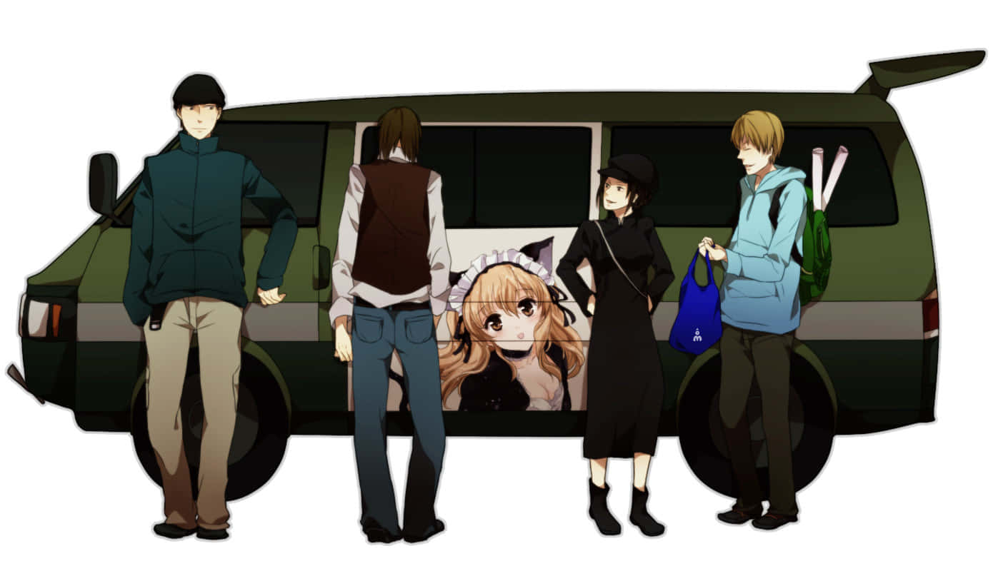 Anime Characters Van Gathering Wallpaper