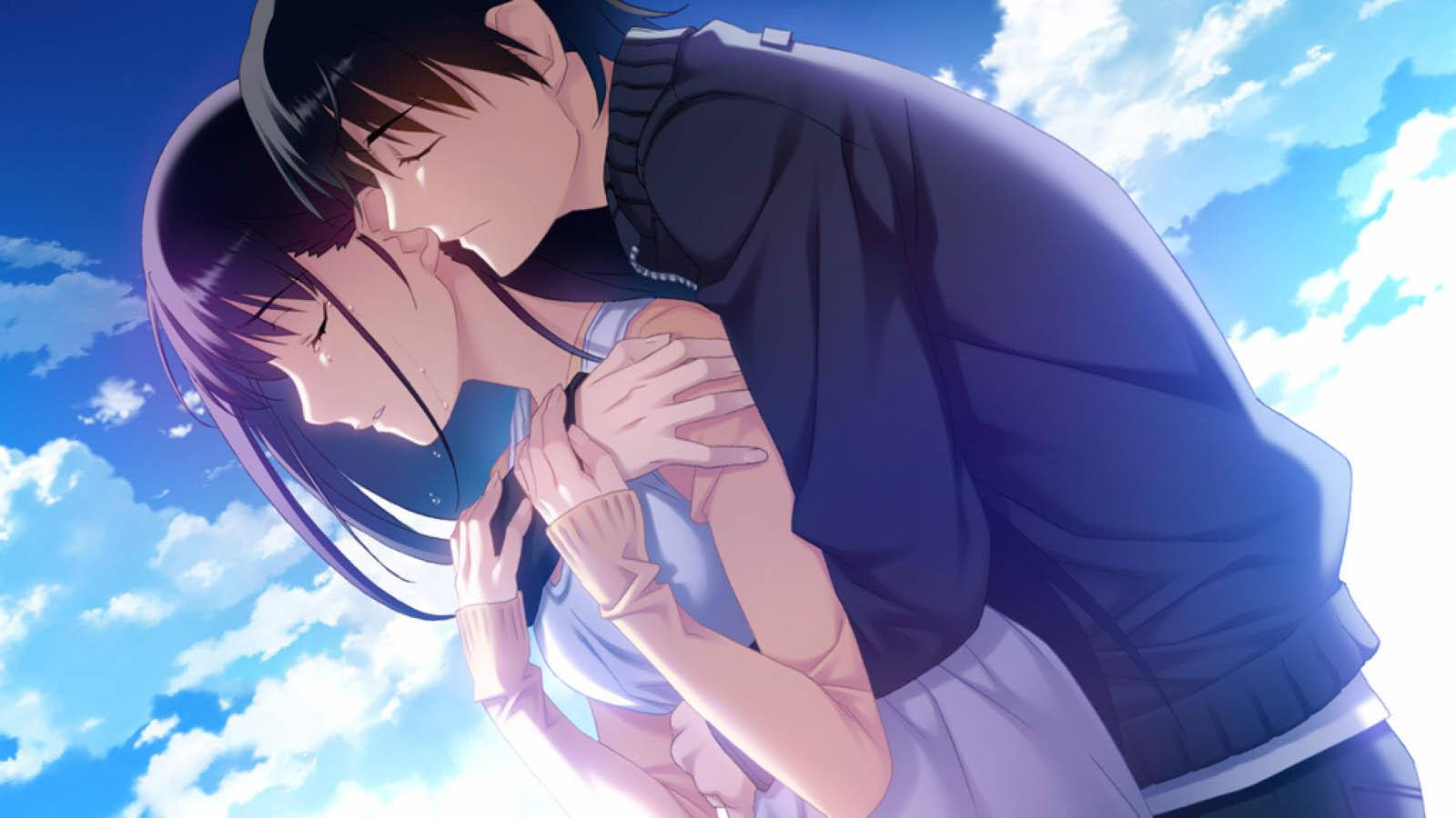 Anime Couple Hug Back Wallpaper