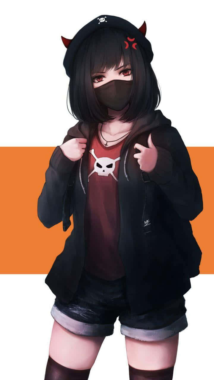 Anime Demon Girl Casual Outfit Wallpaper