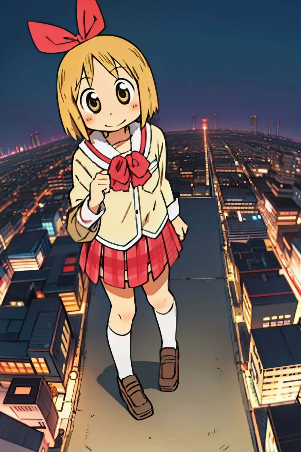 Anime Girl Above Cityscape Wallpaper