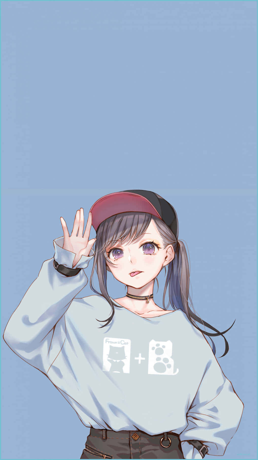 Anime Girl Blue Background Pfp Wallpaper