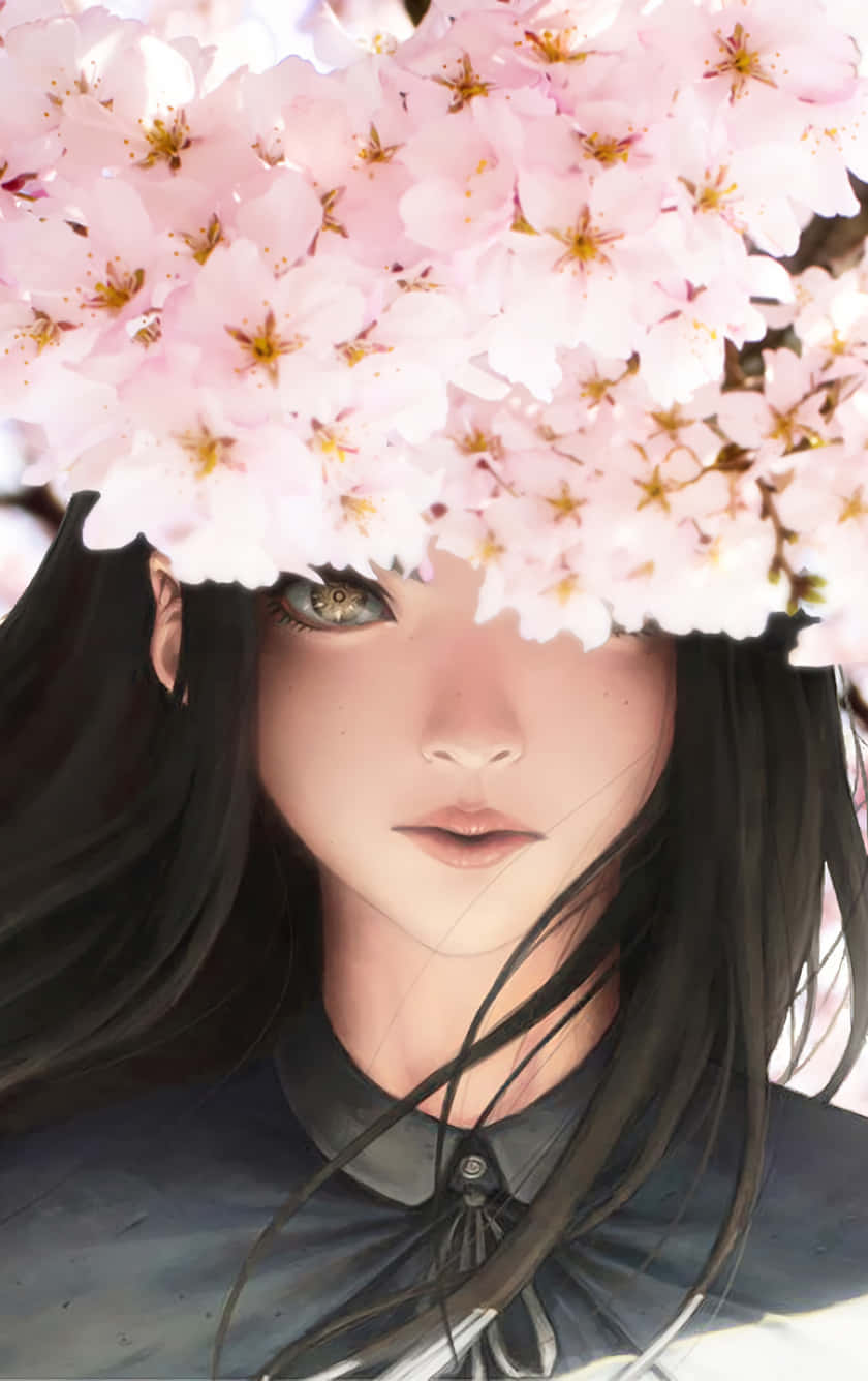 Anime Girl Cherry Blossoms Wallpaper