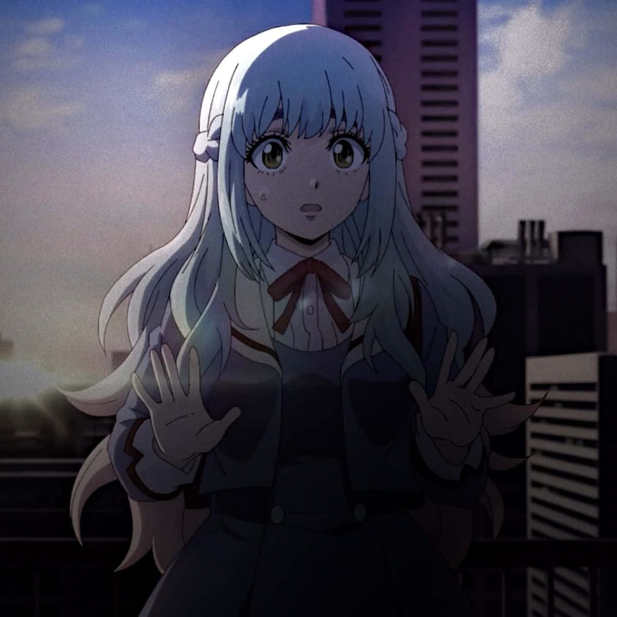 Anime Girl Dusk Cityscape Wallpaper