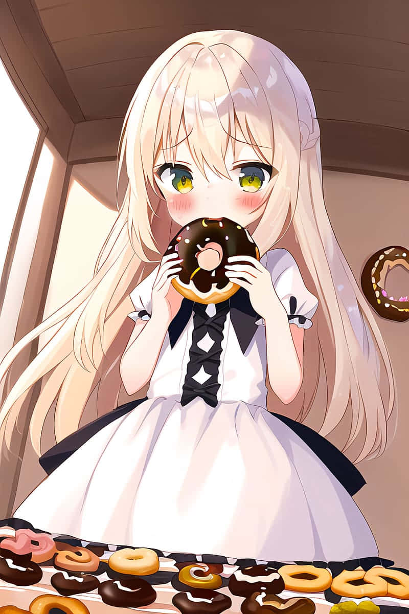 Anime Girl Eating Donut Wallpaper