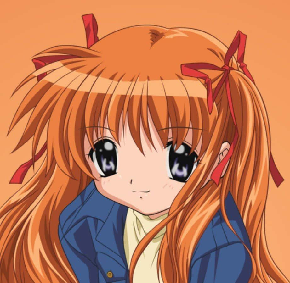 Anime Girl Orange Hair Blue Jacket Wallpaper