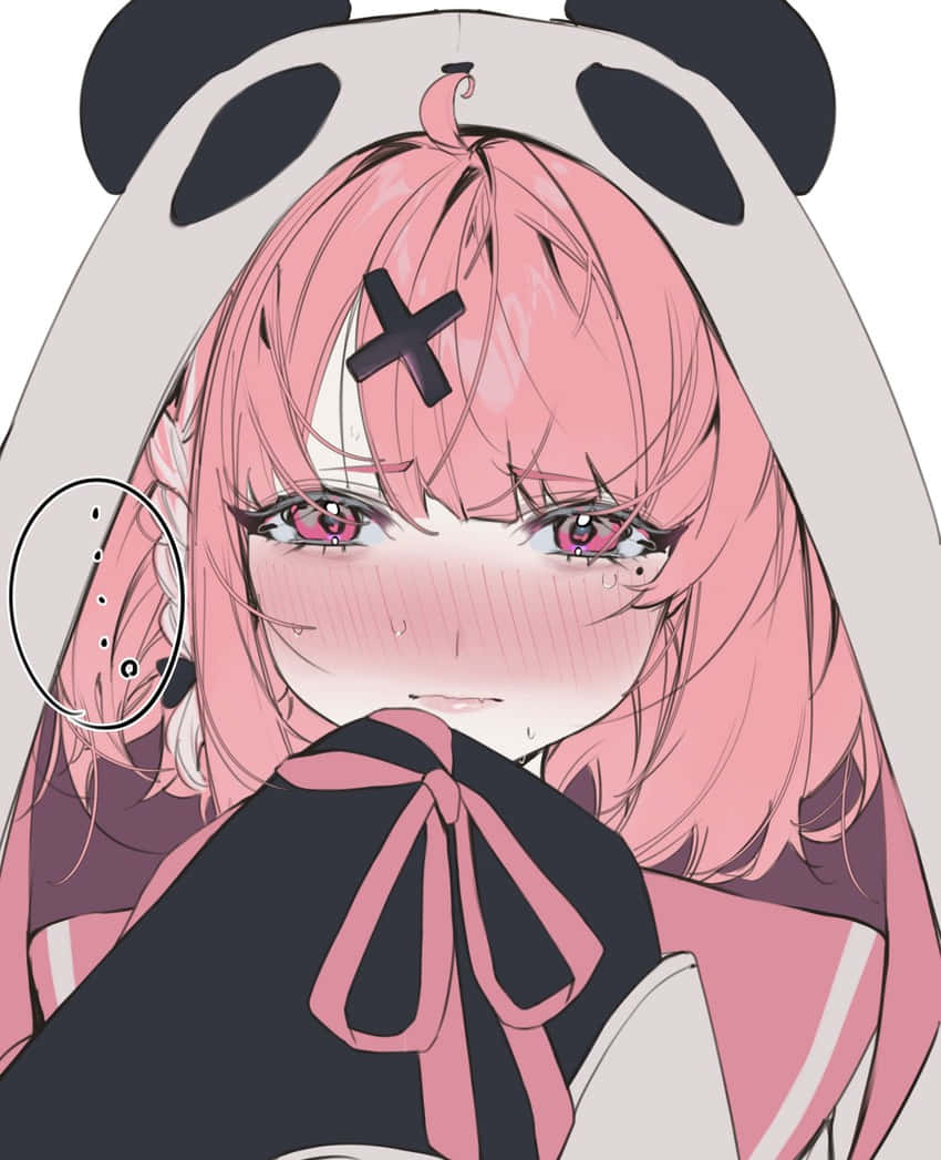 Anime Girl Panda Hoodie Pink Pfp Wallpaper