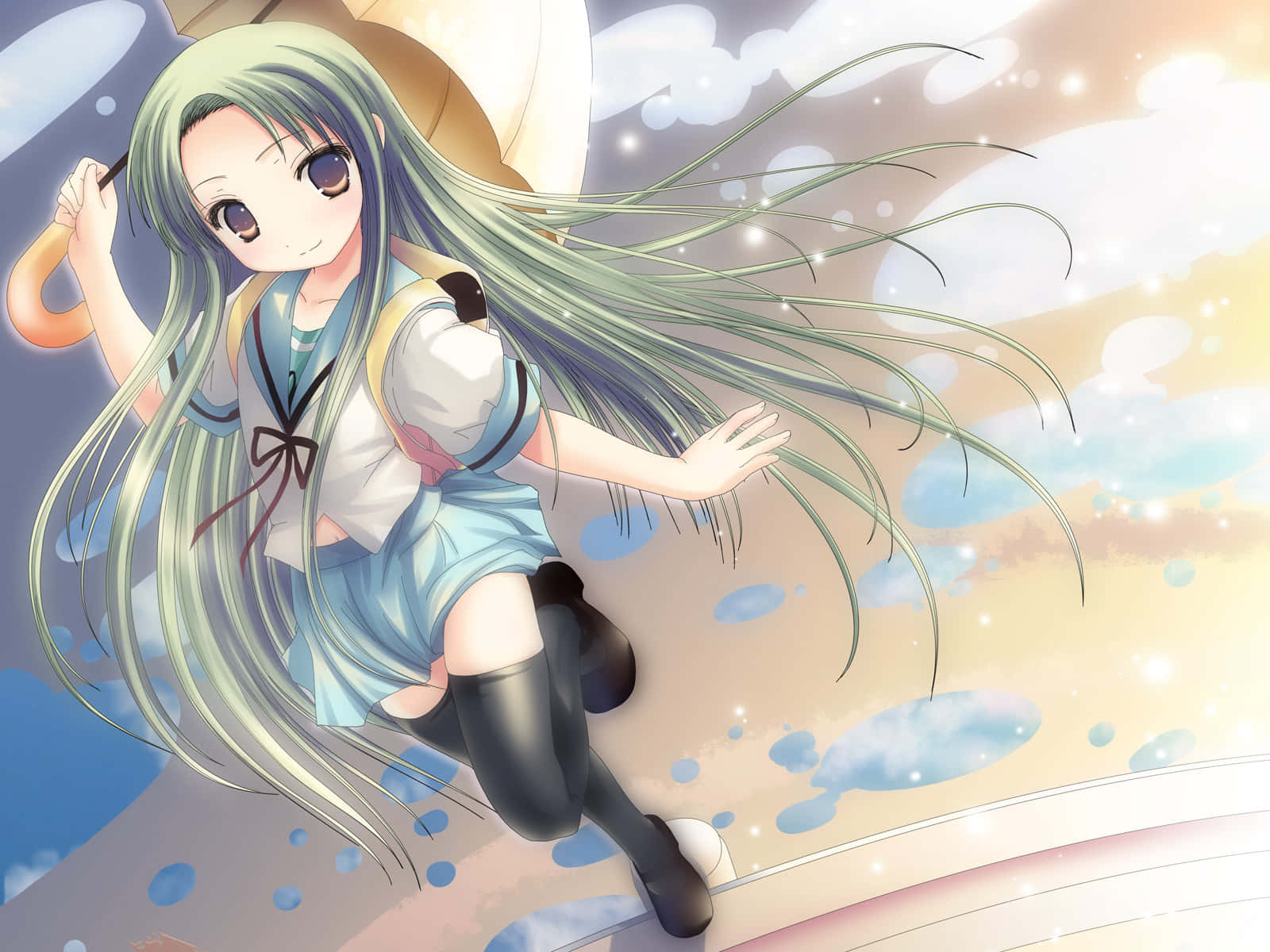 Anime Girl Sky Breeze Wallpaper