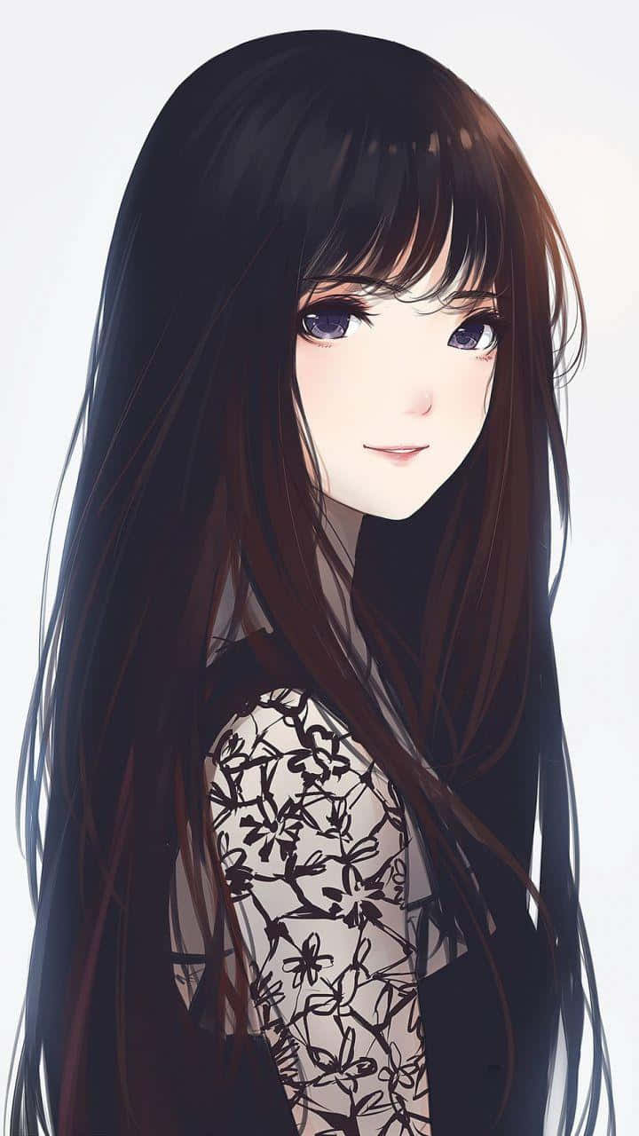 Anime Girl With Black Hair Wallpaper