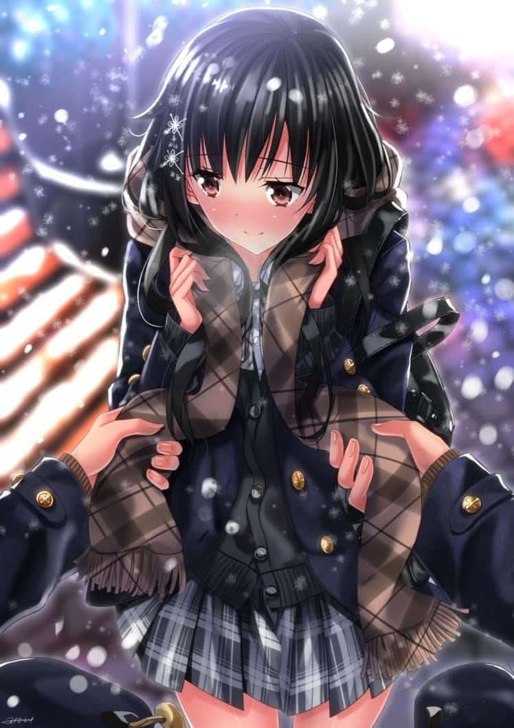 Anime Girl With Black Hair Wallpaper