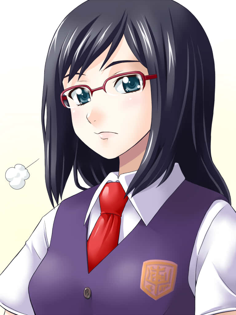 Anime Girlin School Uniformwith Glasses Wallpaper