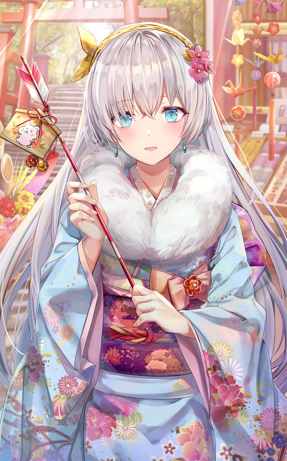 Anime Girlin Traditional Japanese Attire Wallpaper