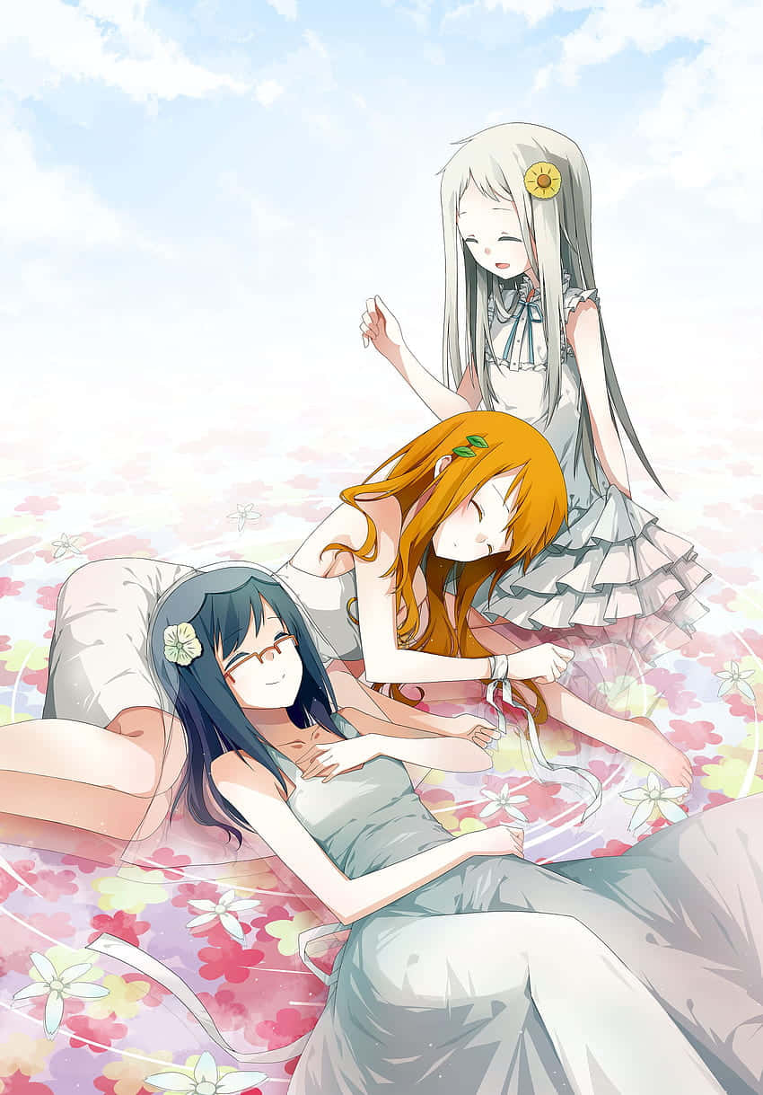 Anime Girls Relaxingin Spring Wallpaper