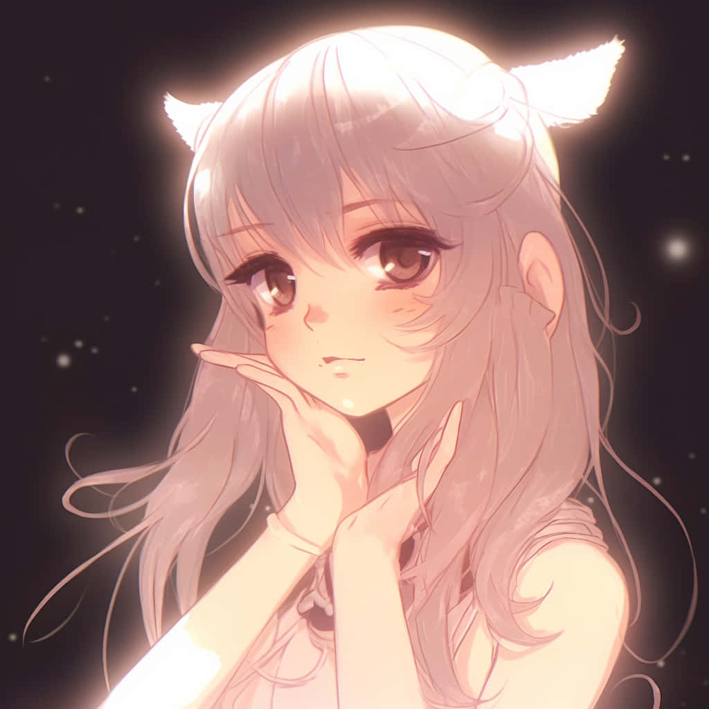 Anime Girlwith Cat Ears Pensive Look Wallpaper