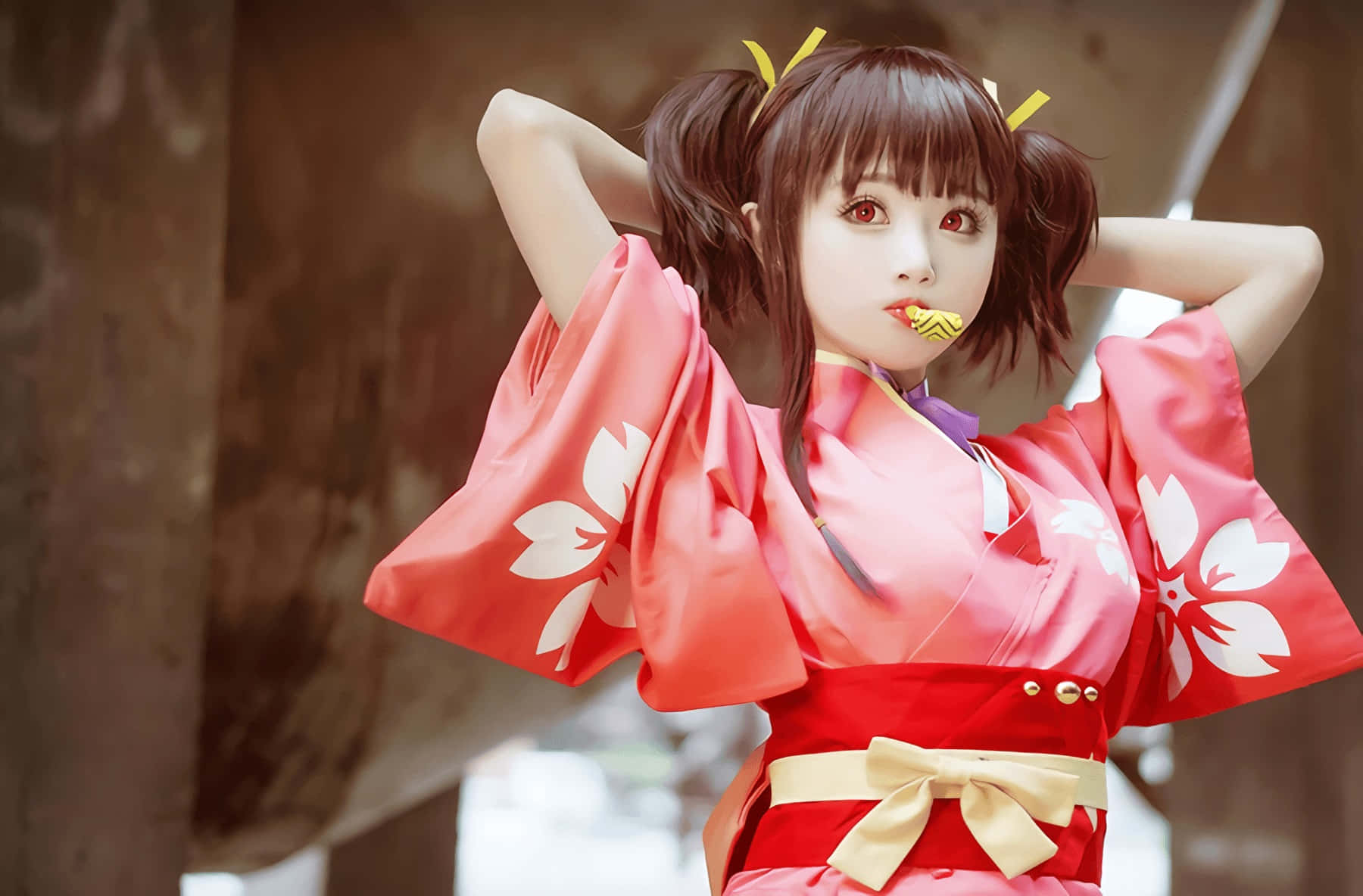 Anime Inspired Kimono Cosplay Wallpaper