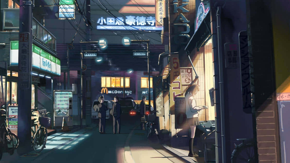 Anime_ Nighttime_ City_ Street_ Scene Wallpaper