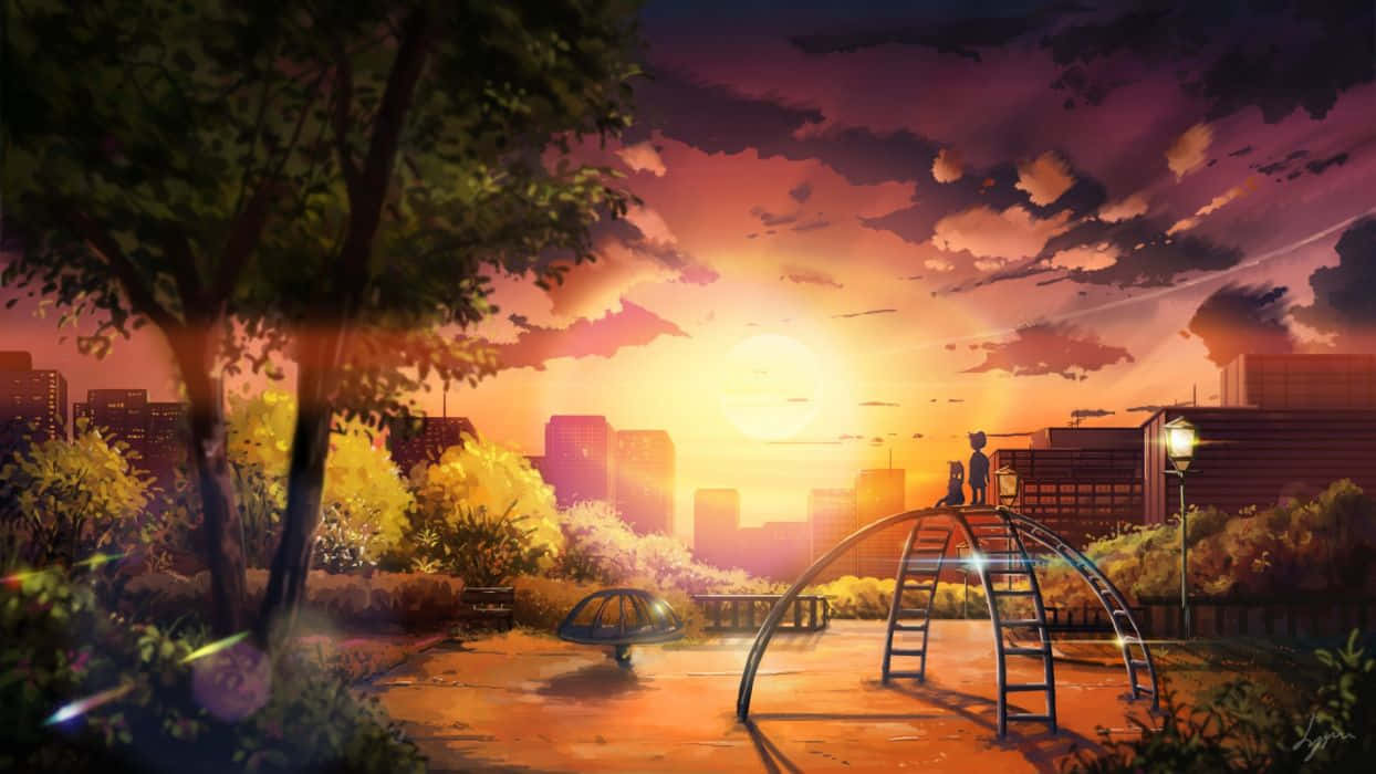 Anime Park Scenery 1244 X 700 Wallpaper