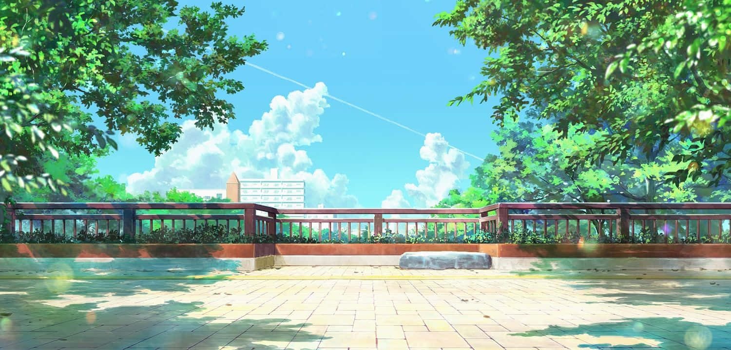 Anime Park Scenery 1500 X 719 Wallpaper