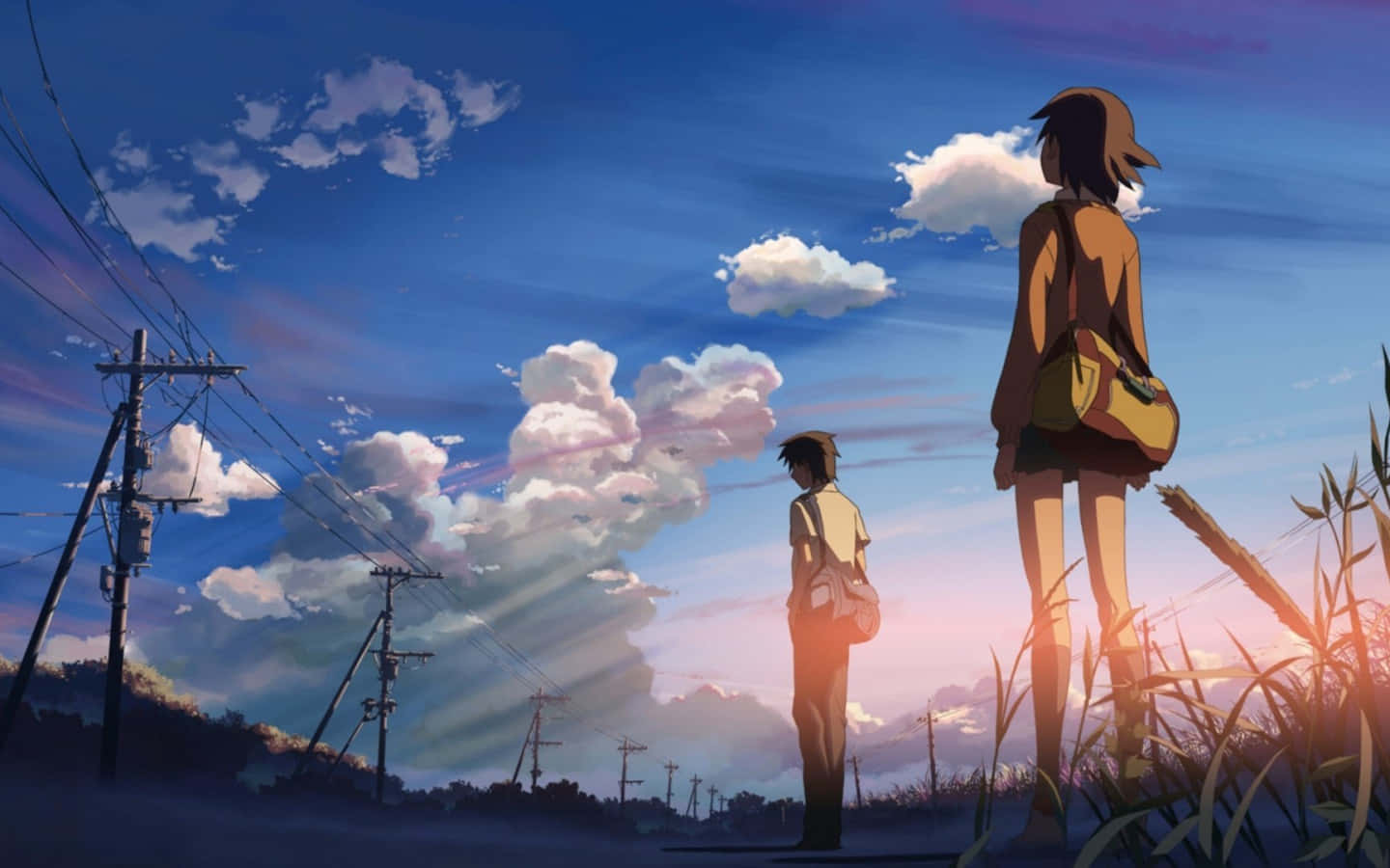 Anime Sunset Duo Watching Skies Wallpaper