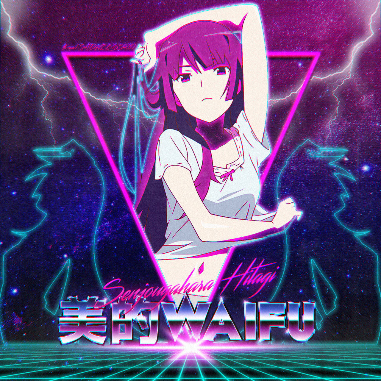 Anime Waifu Hitagi Senjougahara Vaporwave Aesthetic Wallpaper