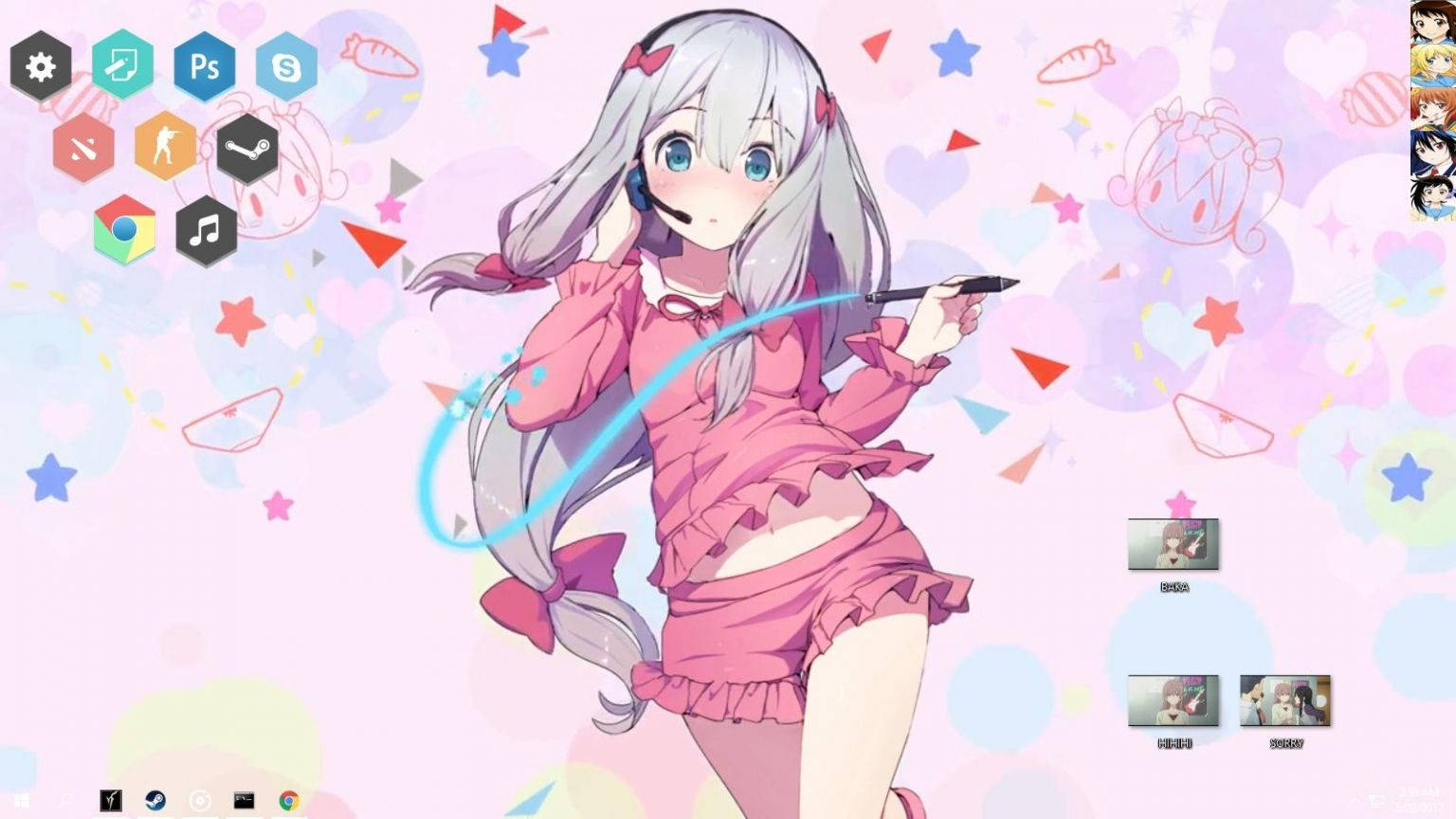 Anime Waifu Sagiri Izumi Eromanga-sensei Pink Aesthetic Wallpaper