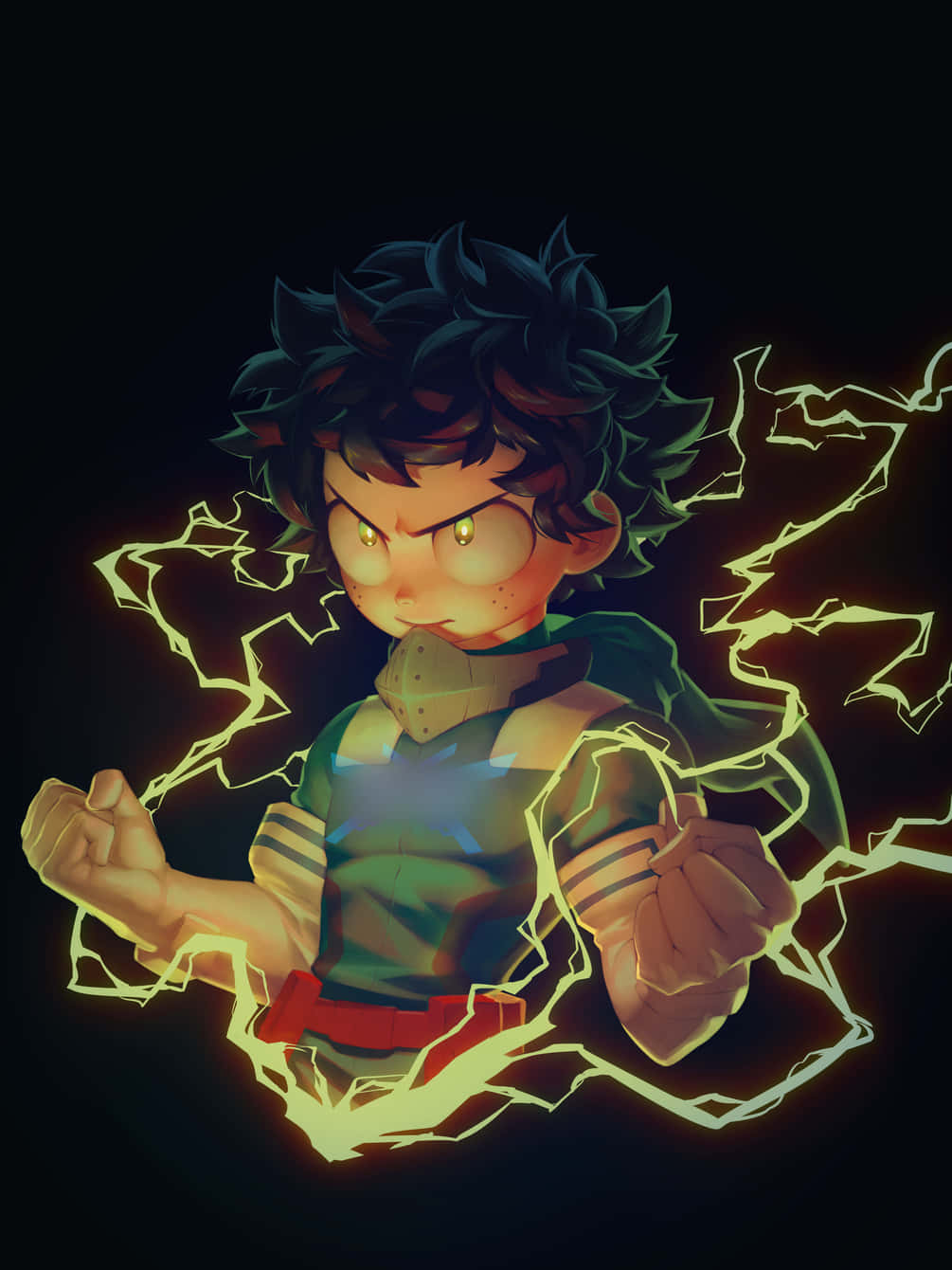 Anime Yellow Lightning Deku Phone Wallpaper