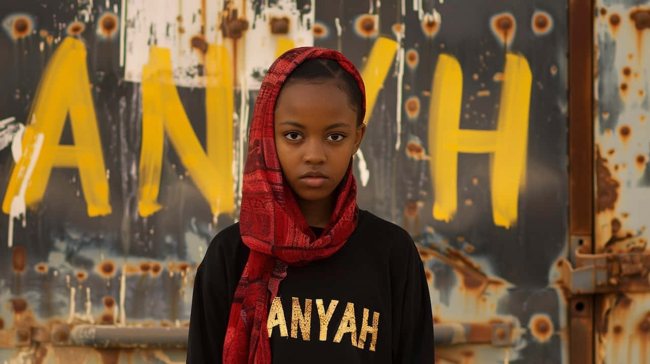 Aniyah Portrait Against Yellow Graffiti Wallpaper