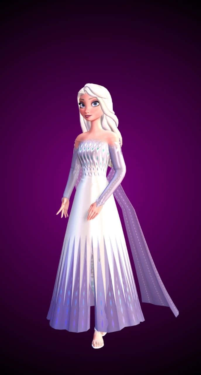 Anna And Elsa In Their White Dresses From The Movie Frozen 2. Wallpaper