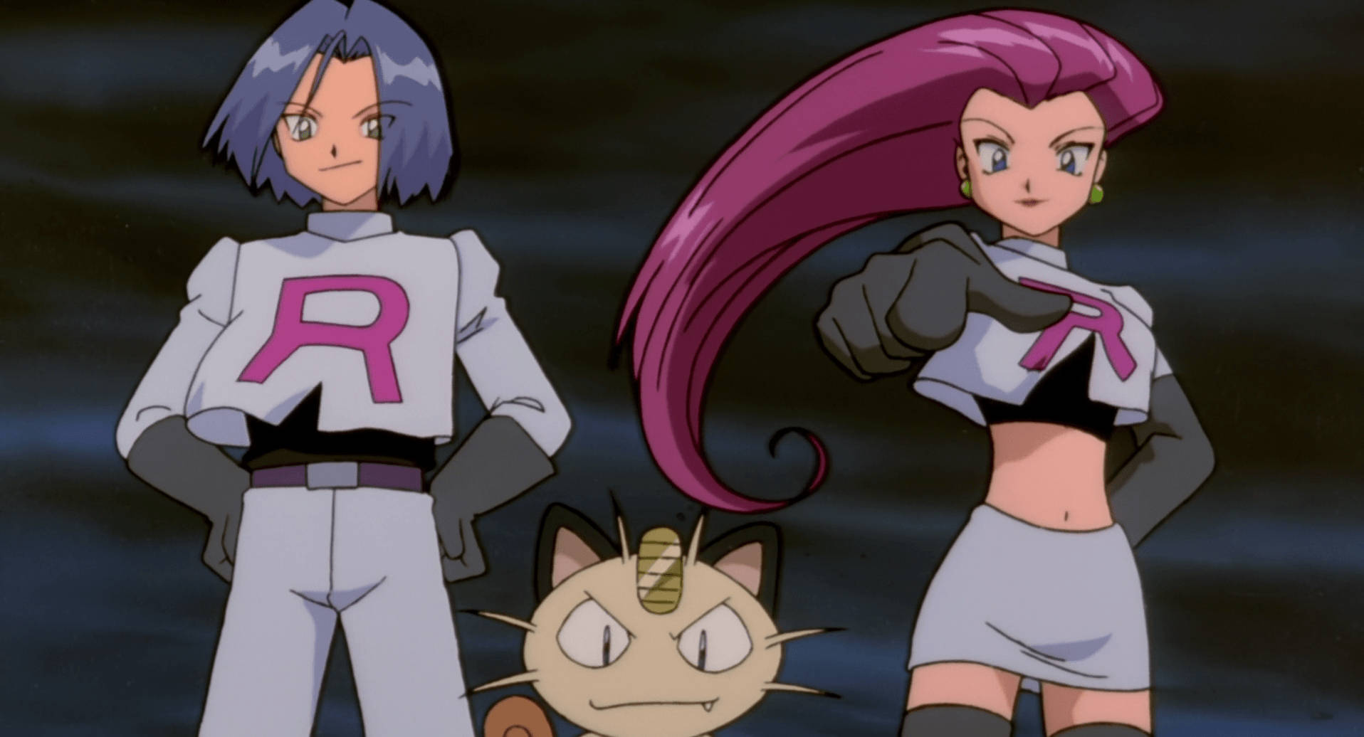 Anticipating Action With Meowth And Team Rocket Wallpaper