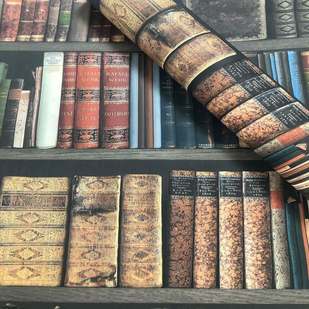 Antique_ Bookshelf_ Dark_ Aesthetic Wallpaper