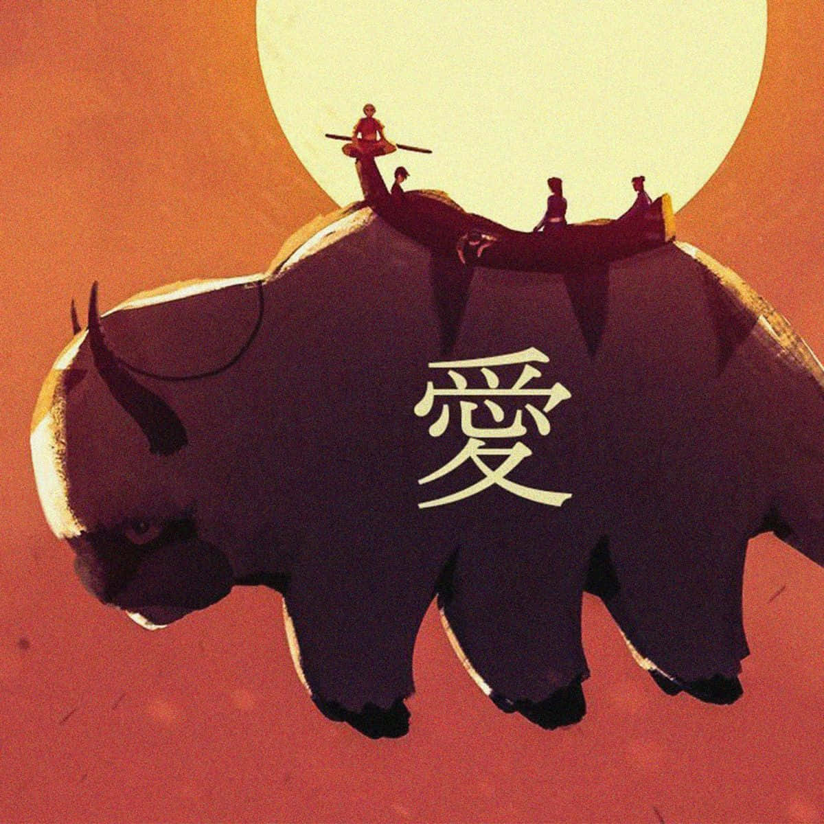 Appa Flying Silhouette Avatar The Last Airbender Wallpaper