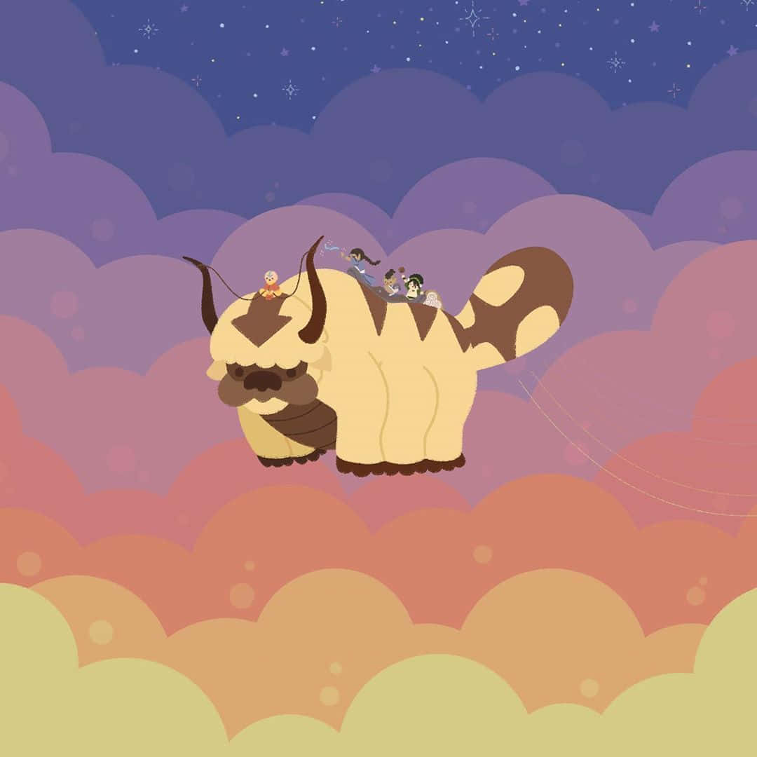 Appa Flying Through Clouds Wallpaper