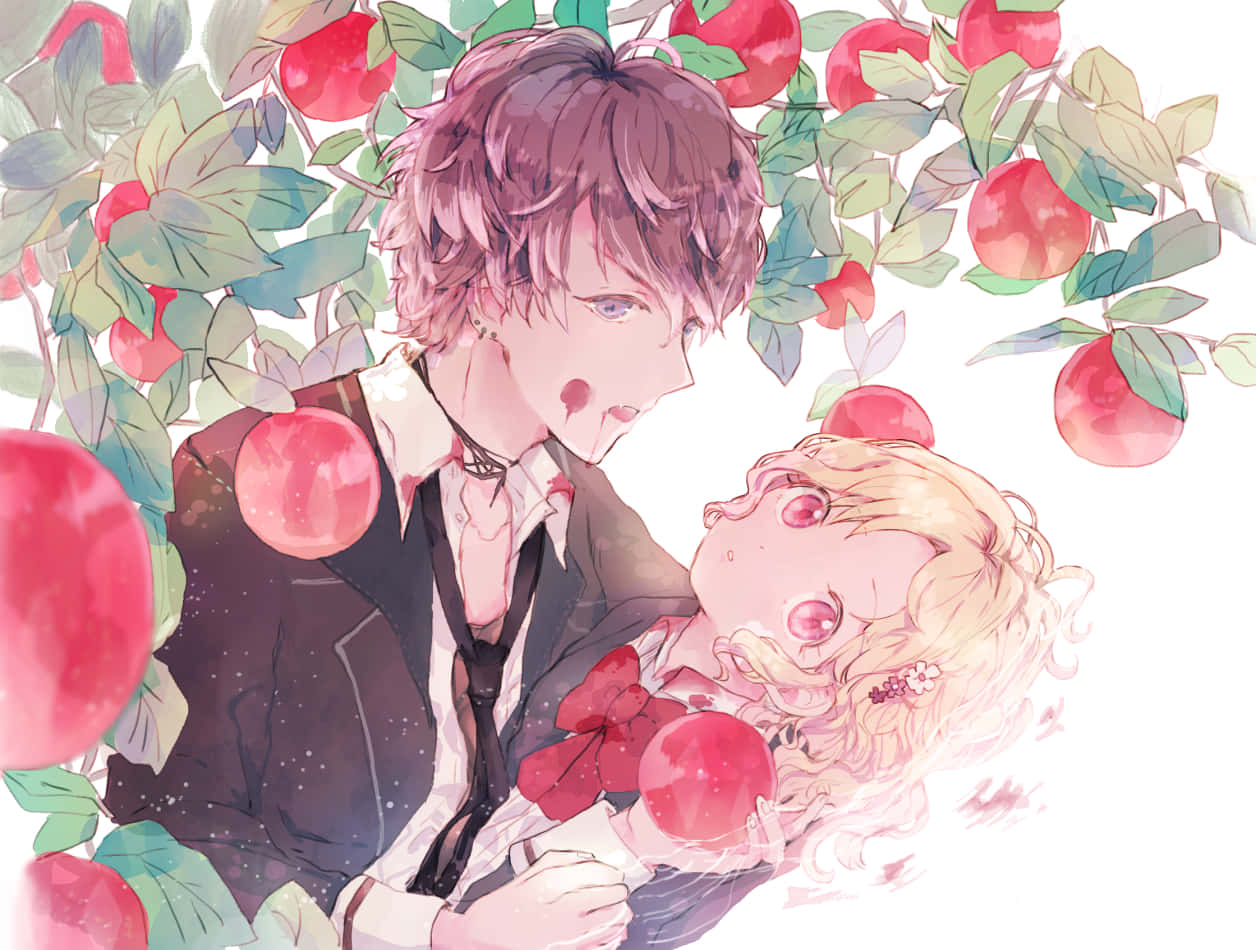 Apple Garden Encounter Anime Art Wallpaper