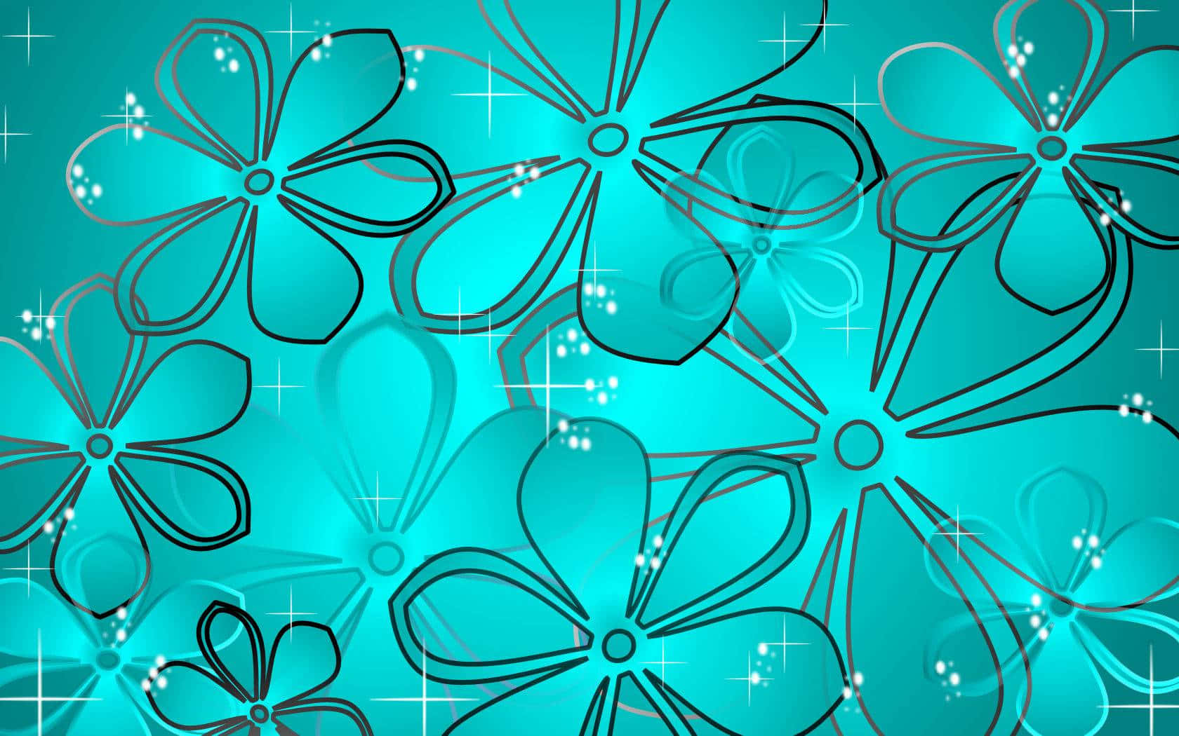 Aqua Floral Abstract Background Wallpaper