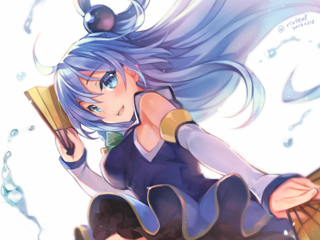 Aqua From Konosuba Refreshing And Pensive Wallpaper