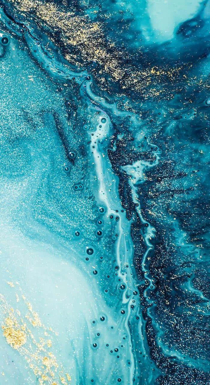 Aqua Gold Marble Texture Wallpaper