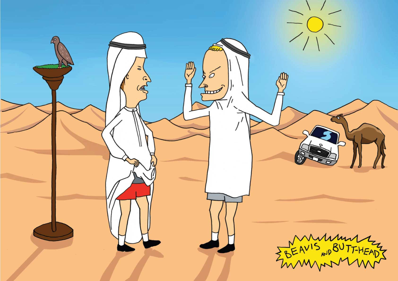 Arabic Beavis And Butt Head On The Desert Wallpaper