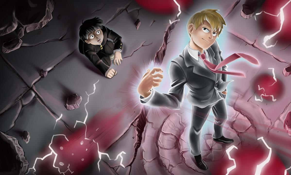 Arataka Reigen Displaying His Psychic Powers In An Intense Scene Wallpaper