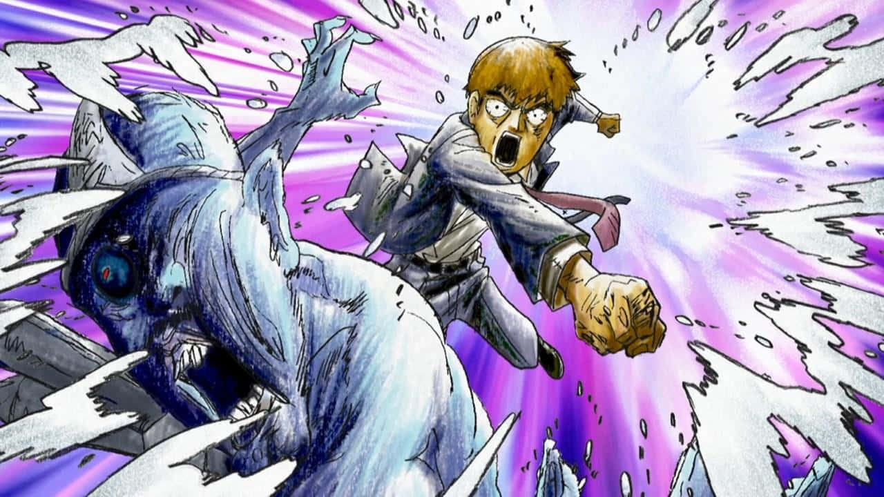 Arataka Reigen Unleashing His Psychic Power Wallpaper