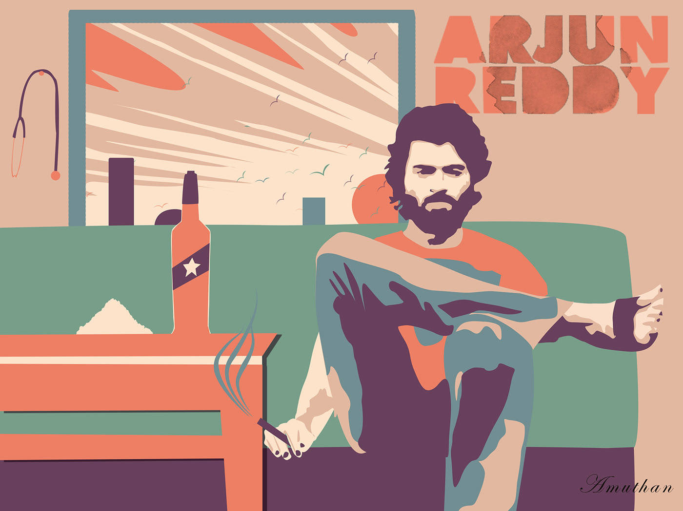 Arjun Reddy Illustrational Poster Wallpaper