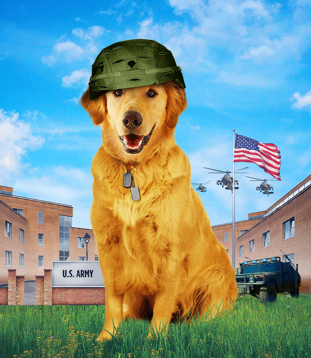 Army Dog Patriotic Scene Wallpaper