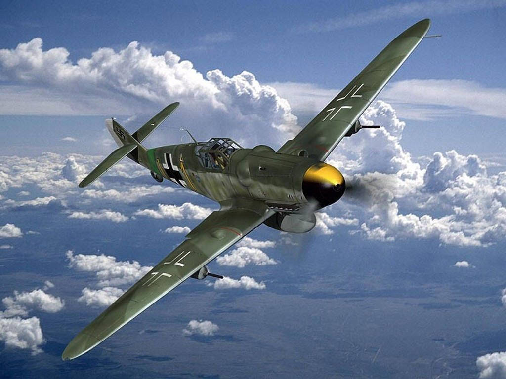 Army Green Bf 109 German Ww2 Fighters Wallpaper