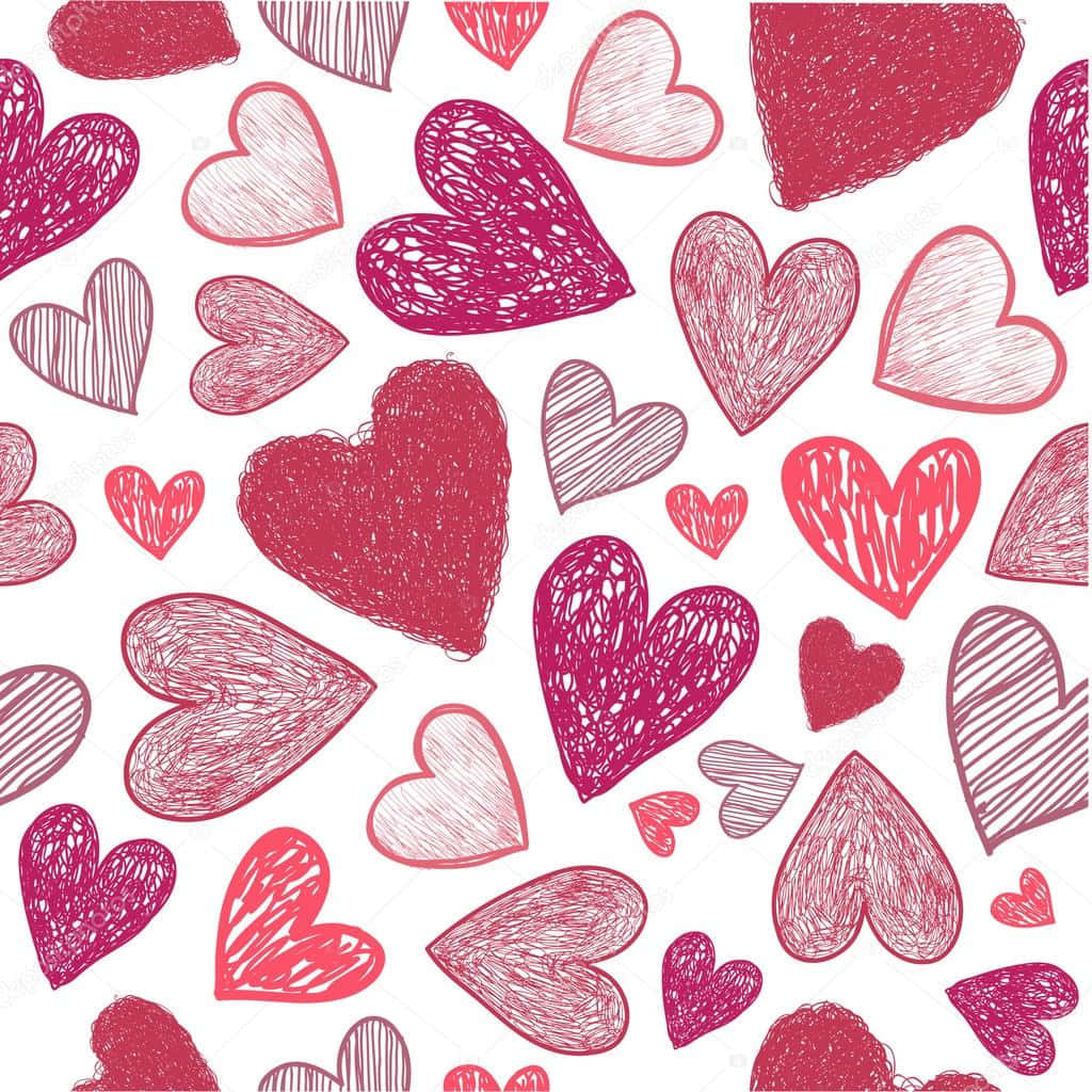 Artistic Hand-drawn Heart Doodle Wallpaper Wallpaper