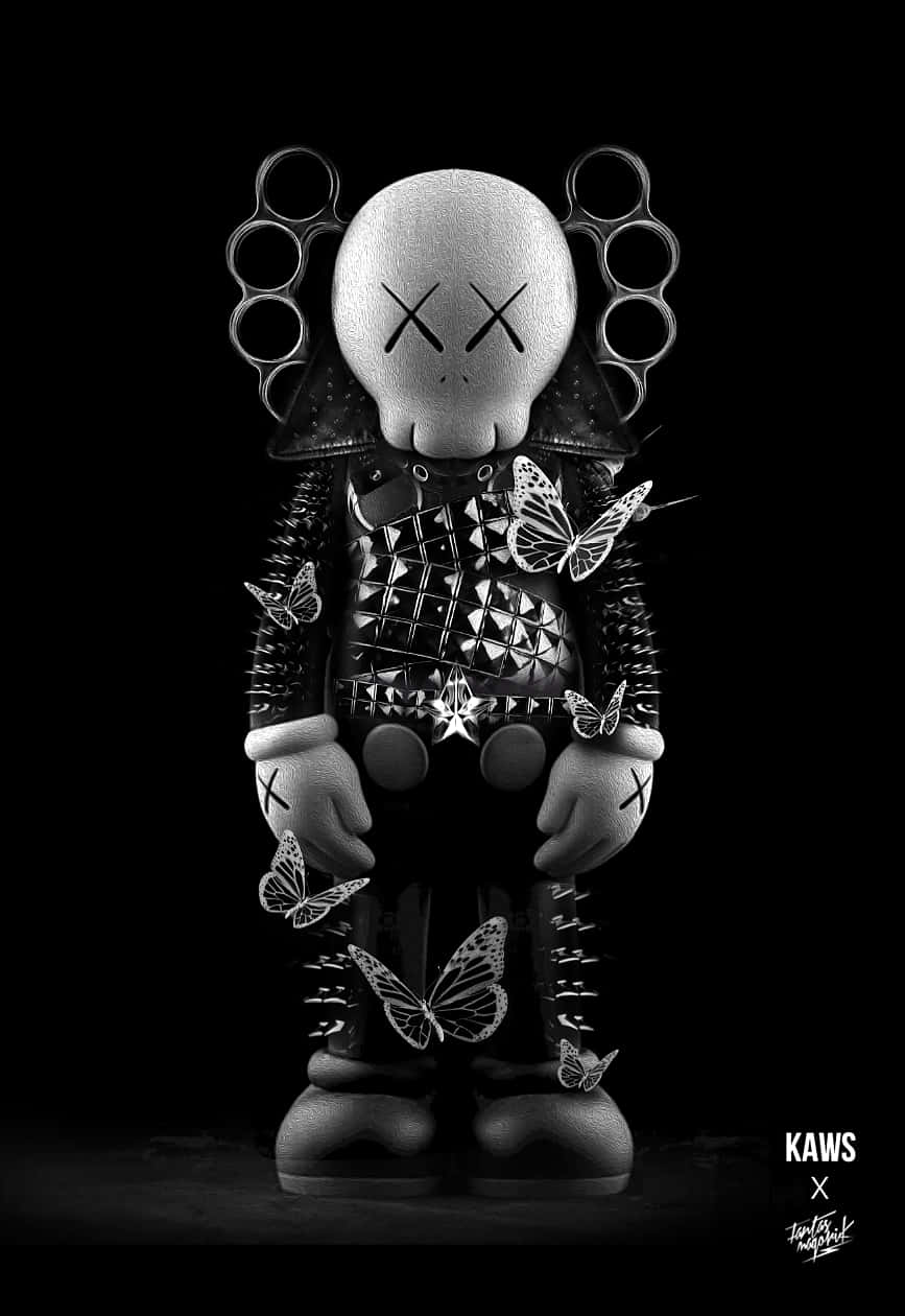 Artwork By Kaws In Black And White Wallpaper