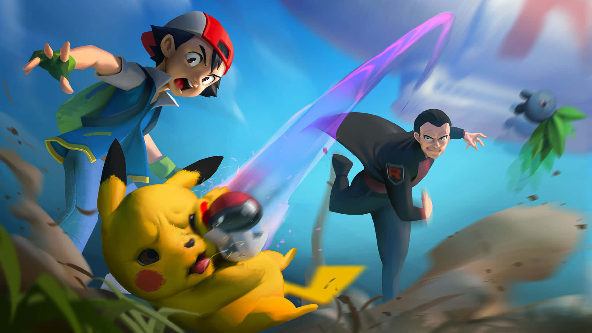 Ash And Pikachu Celebrating Their Friendship Wallpaper