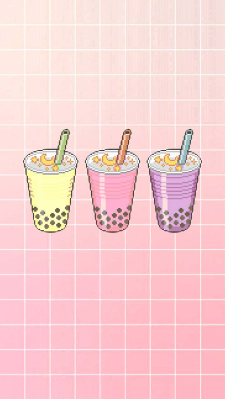 Assorted Boba Tea Illustration Wallpaper