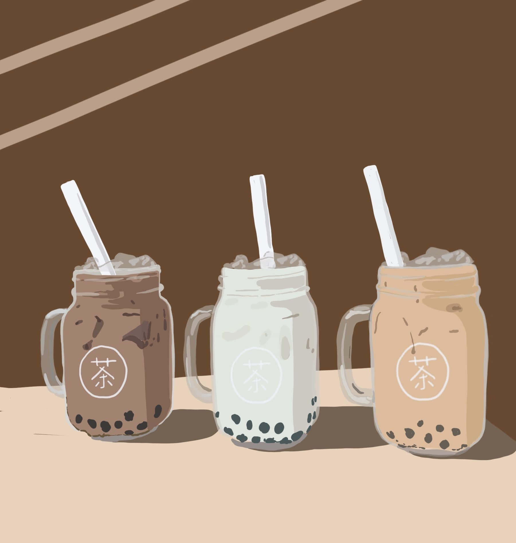 Assorted Boba Tea Illustration Wallpaper